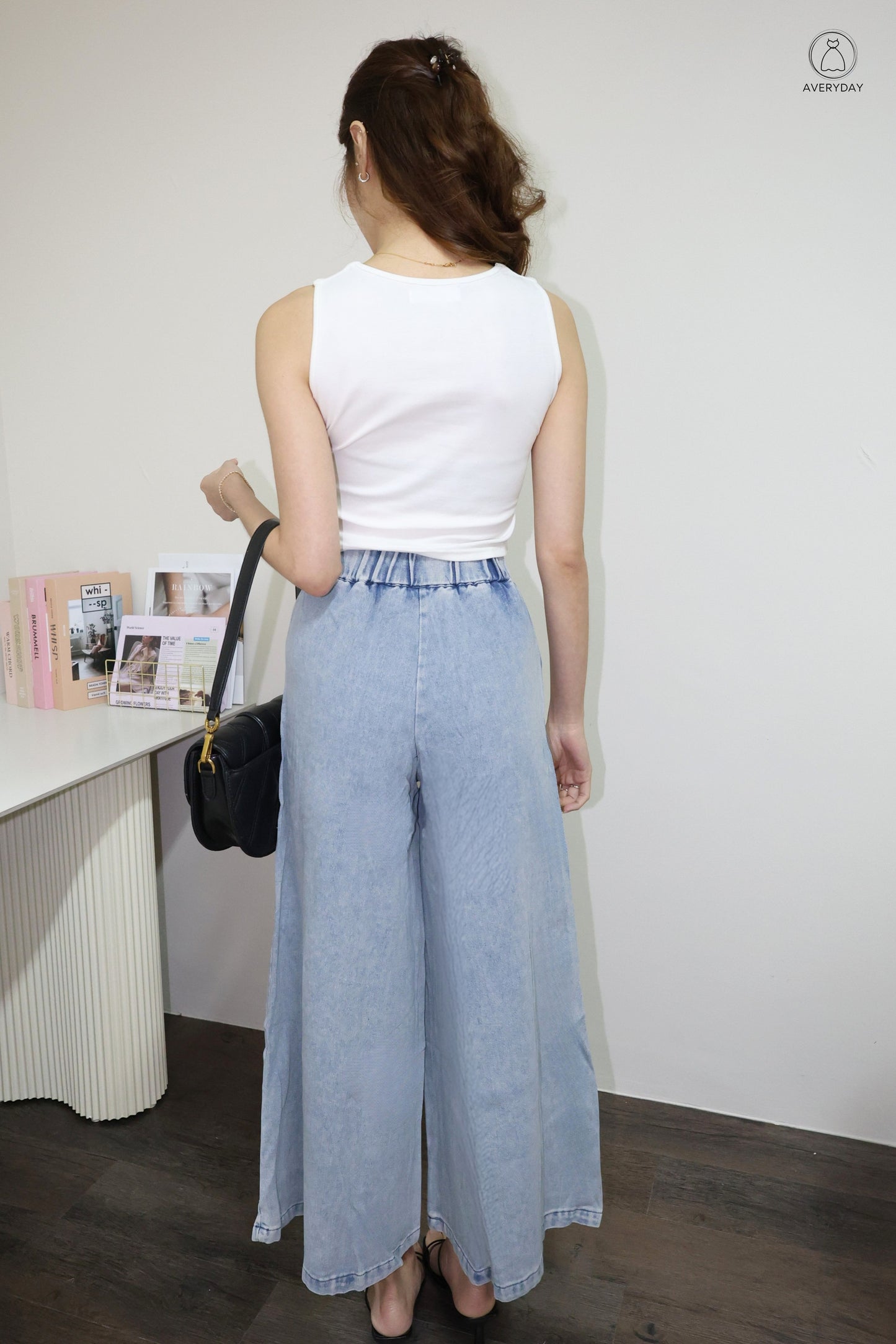 Carine Wide Leg Denim Culottes In Light Wash