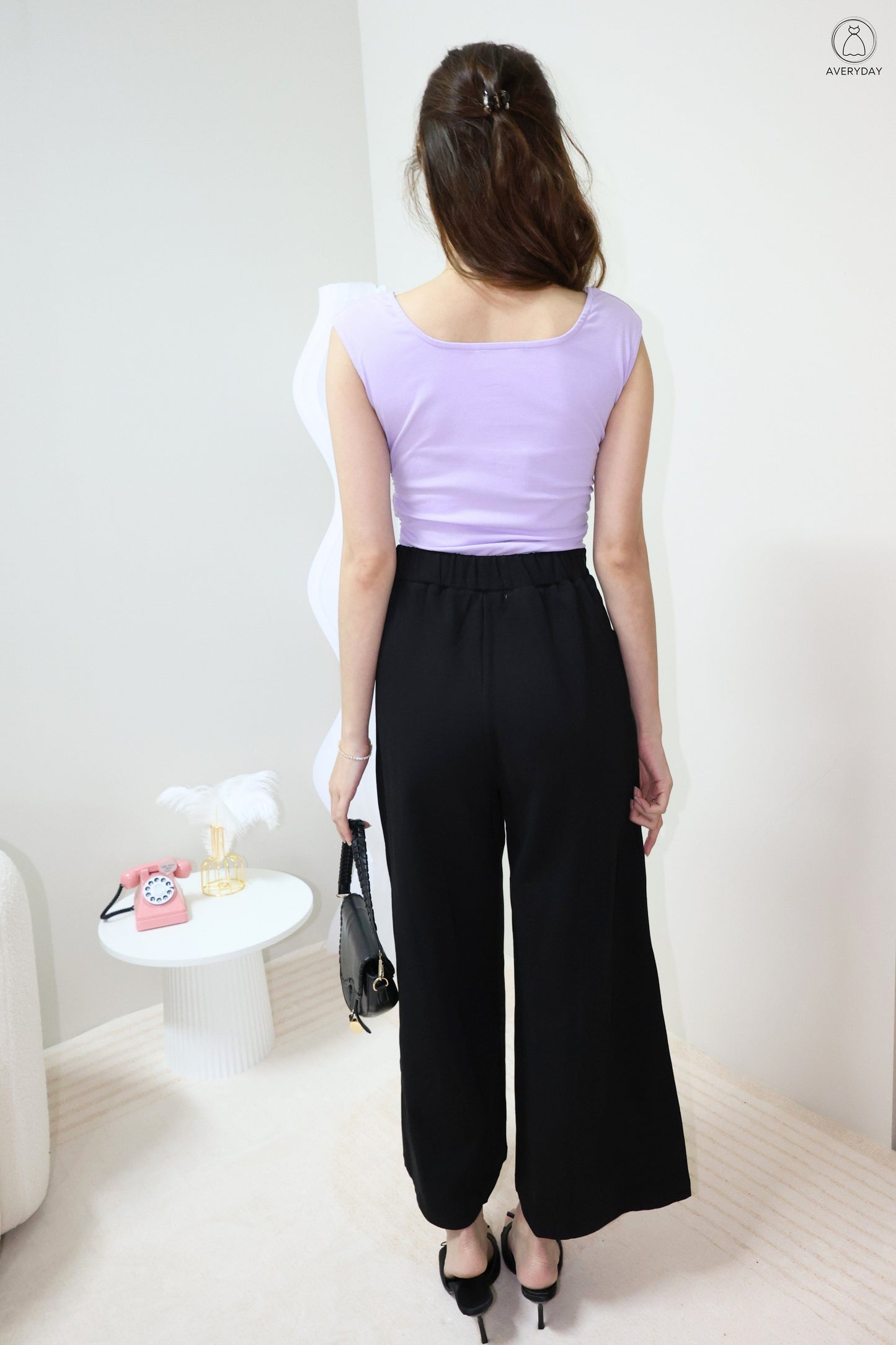 Noelle Square Neck Ruched Top In Lavender