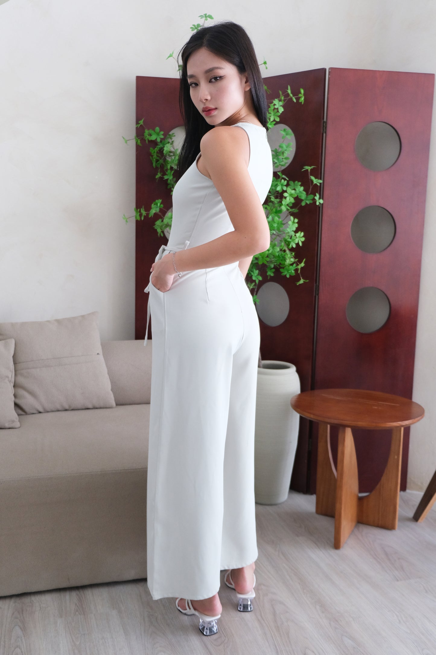 Isabella Sleeveless Tank Jumpsuit in Mint