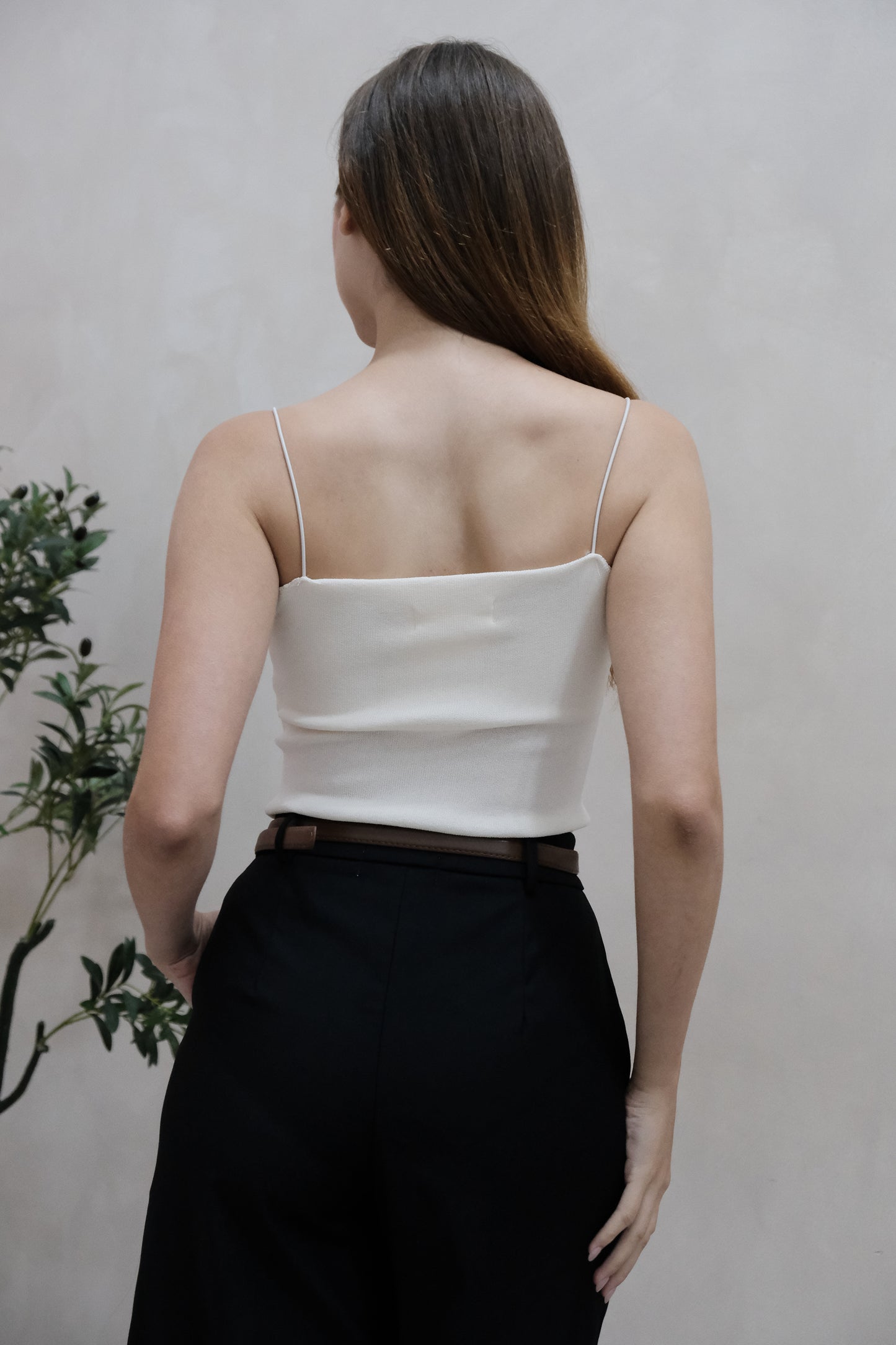 Mila Basic Knit Camisole Top in Cream