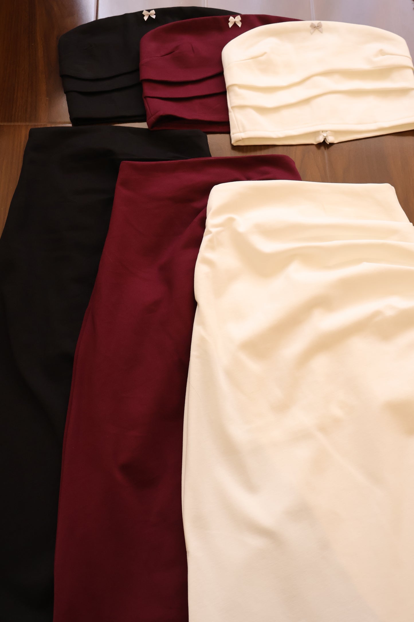 *Restocked* *Premium* Ethel Ribbon Ruched Co-Ords In Wine