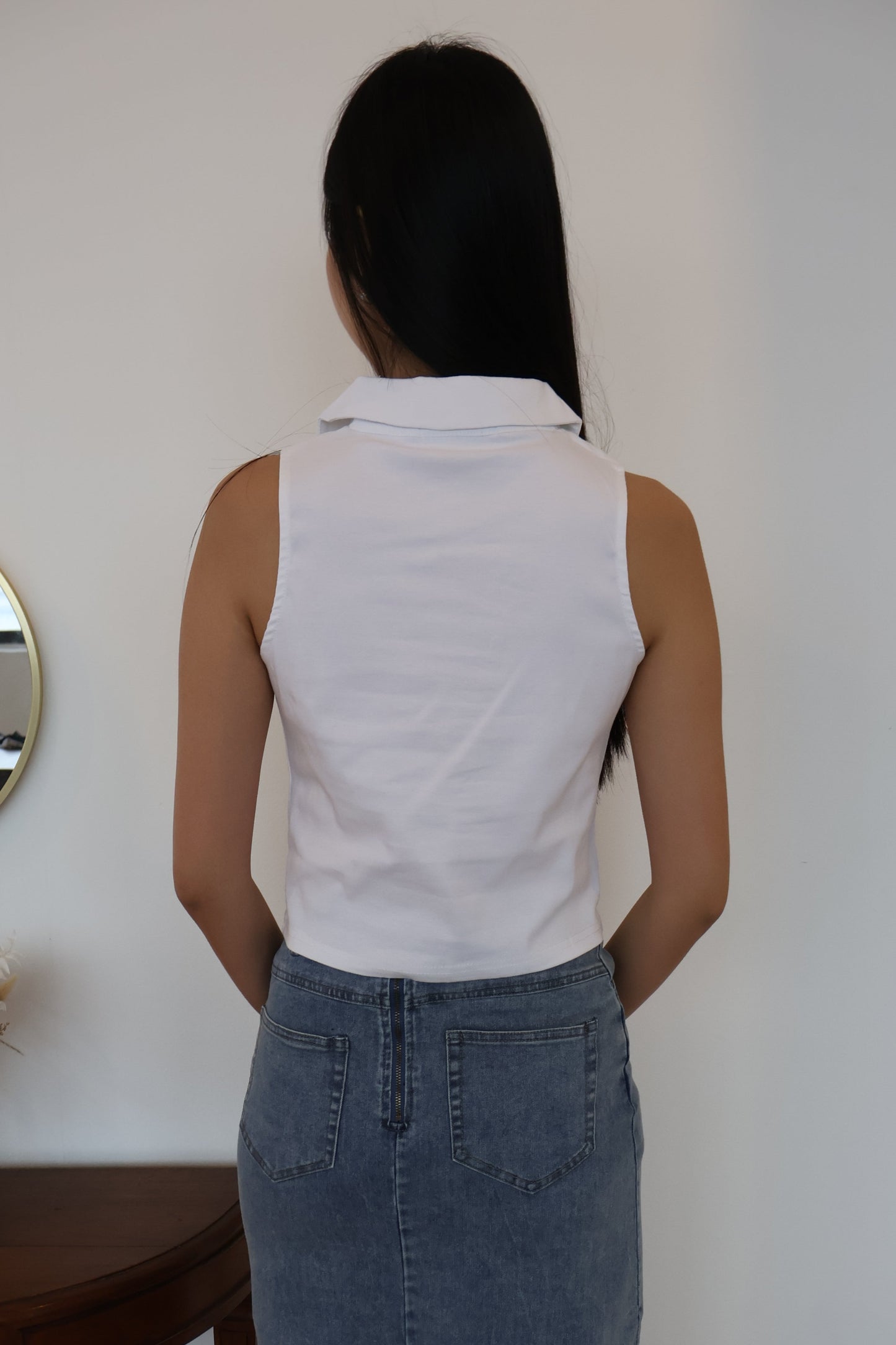 Jomaine Button Vest Top In White