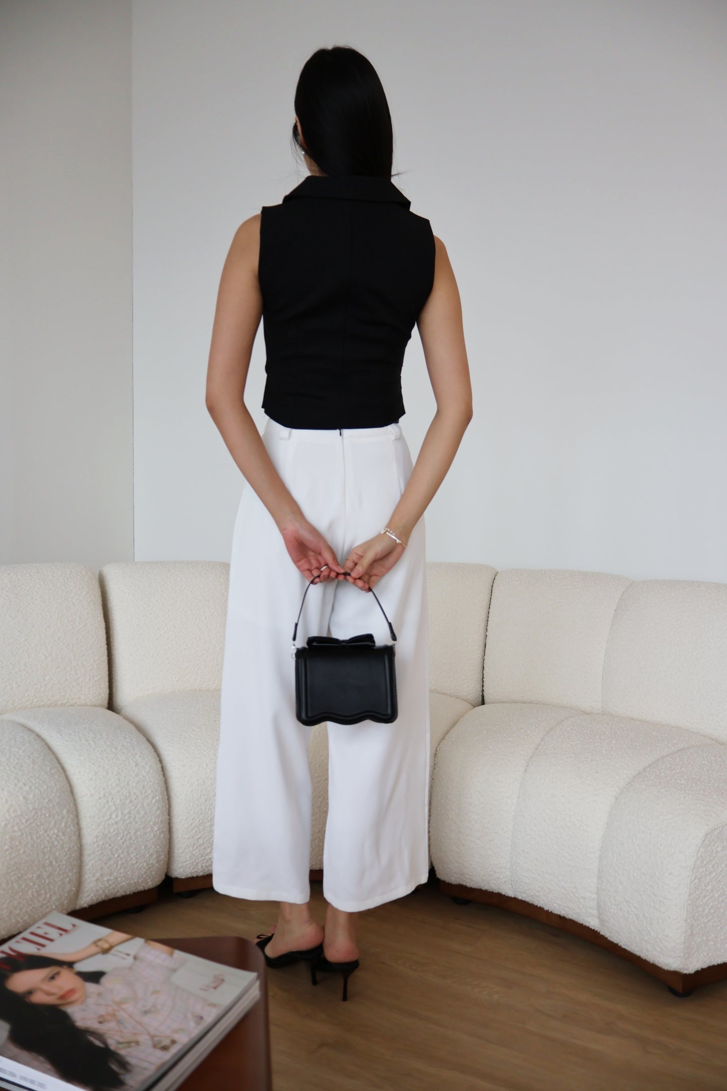 Graze Vest Tailored Top In Black