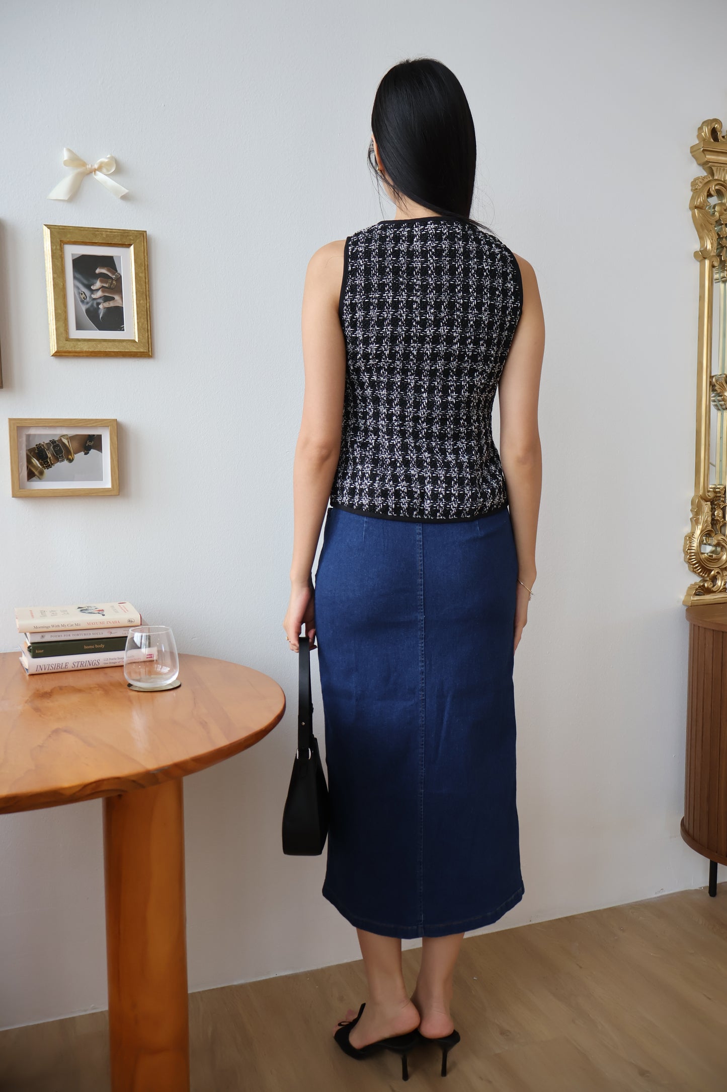 Sue Denim Midi Skirt In Dark Wash