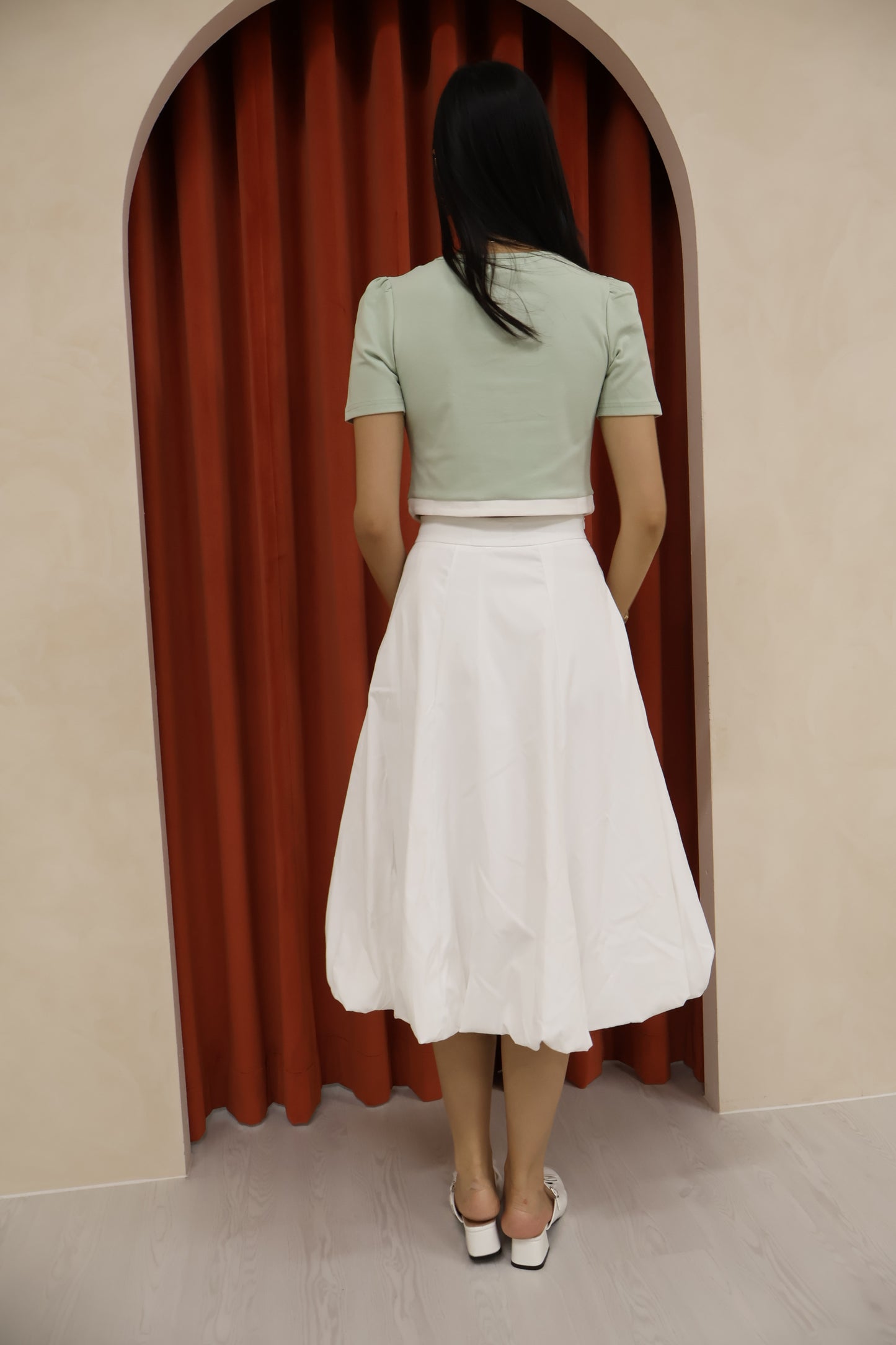 Amerlyn v2 Seashell Buttons Top In Mint