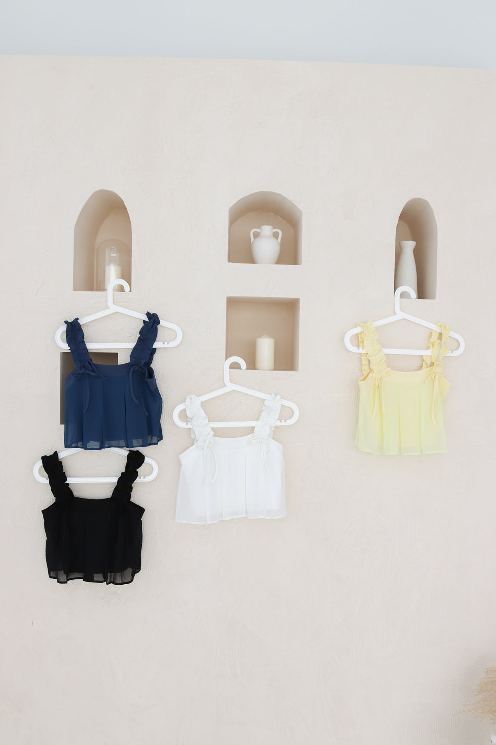 Sasha Ribbon Frills Top in Black