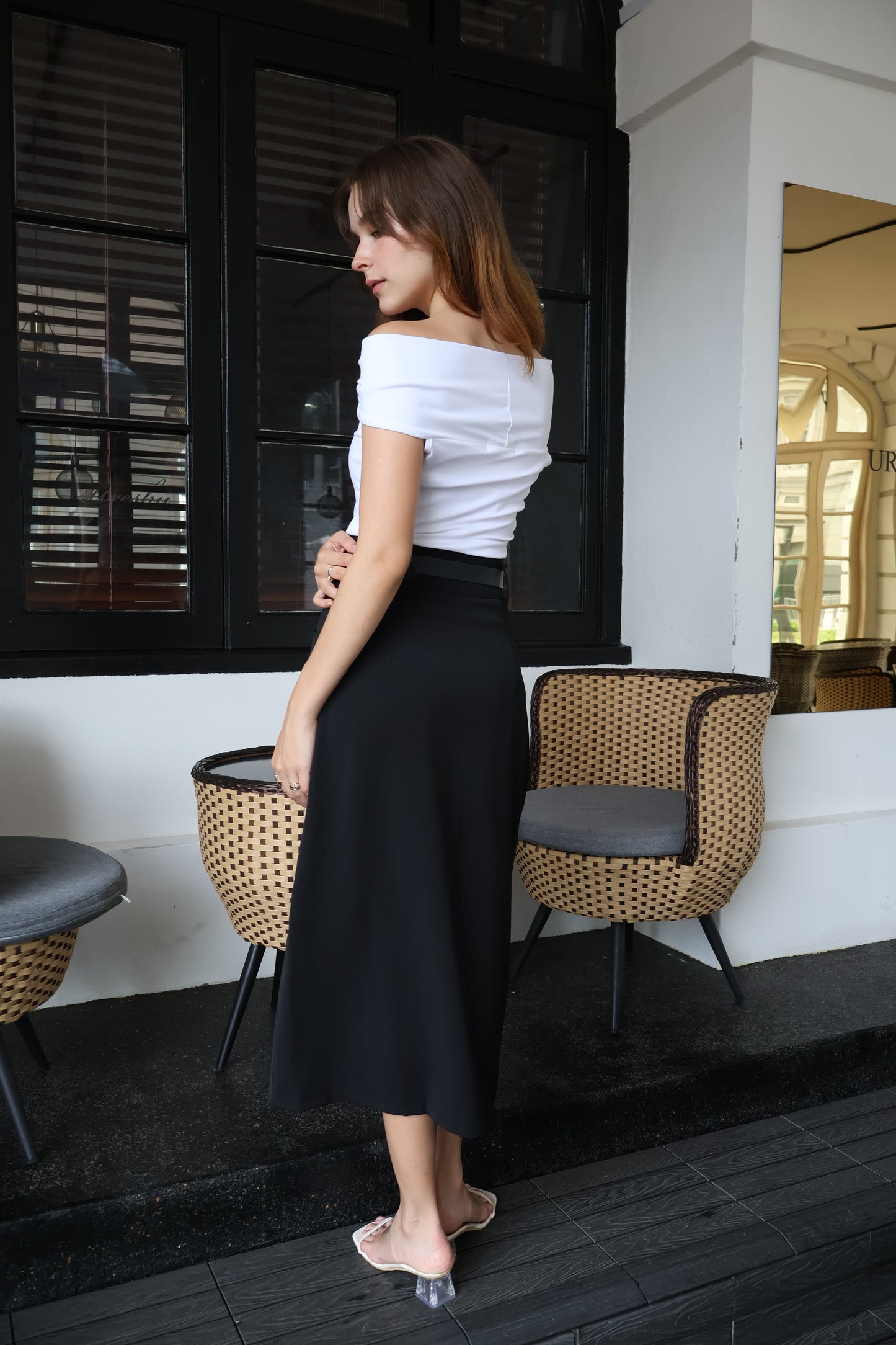 Aspen Ribbon Off Shoulder Top In White