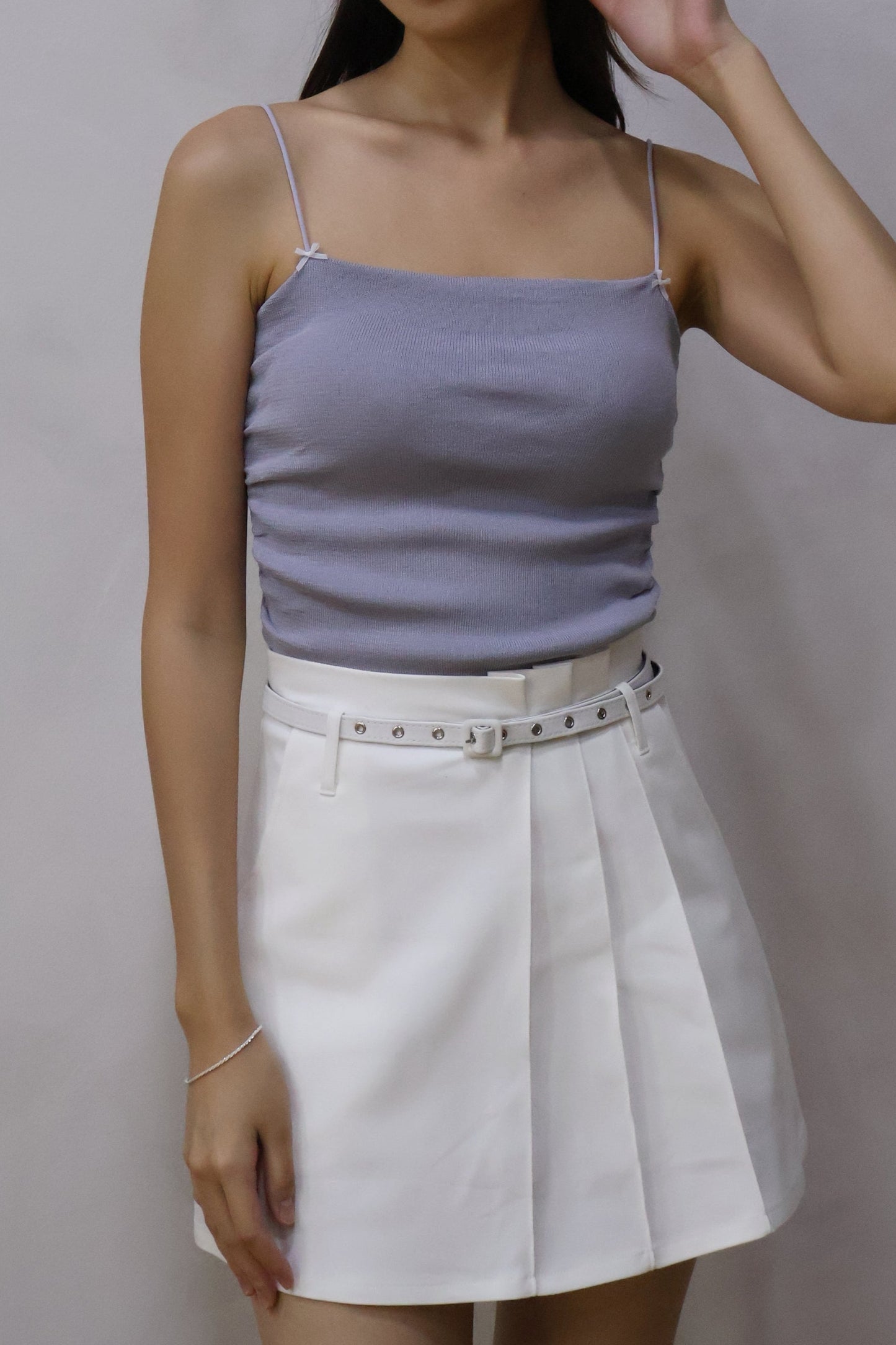 *Restocked* Skylar Pleated Belted Skorts In White