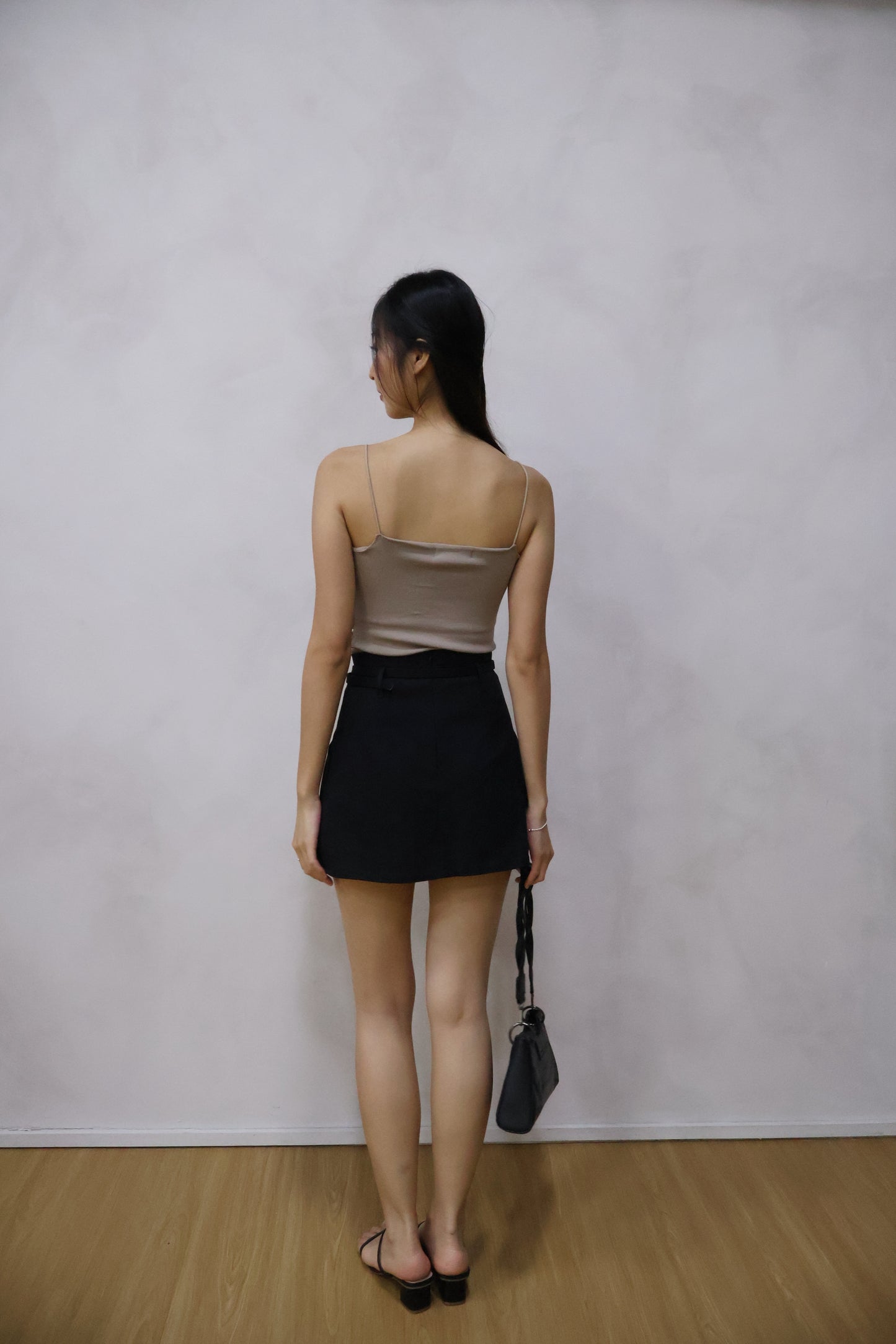 Brea Soft Knit Padded Ribbon Camisole In Taupe