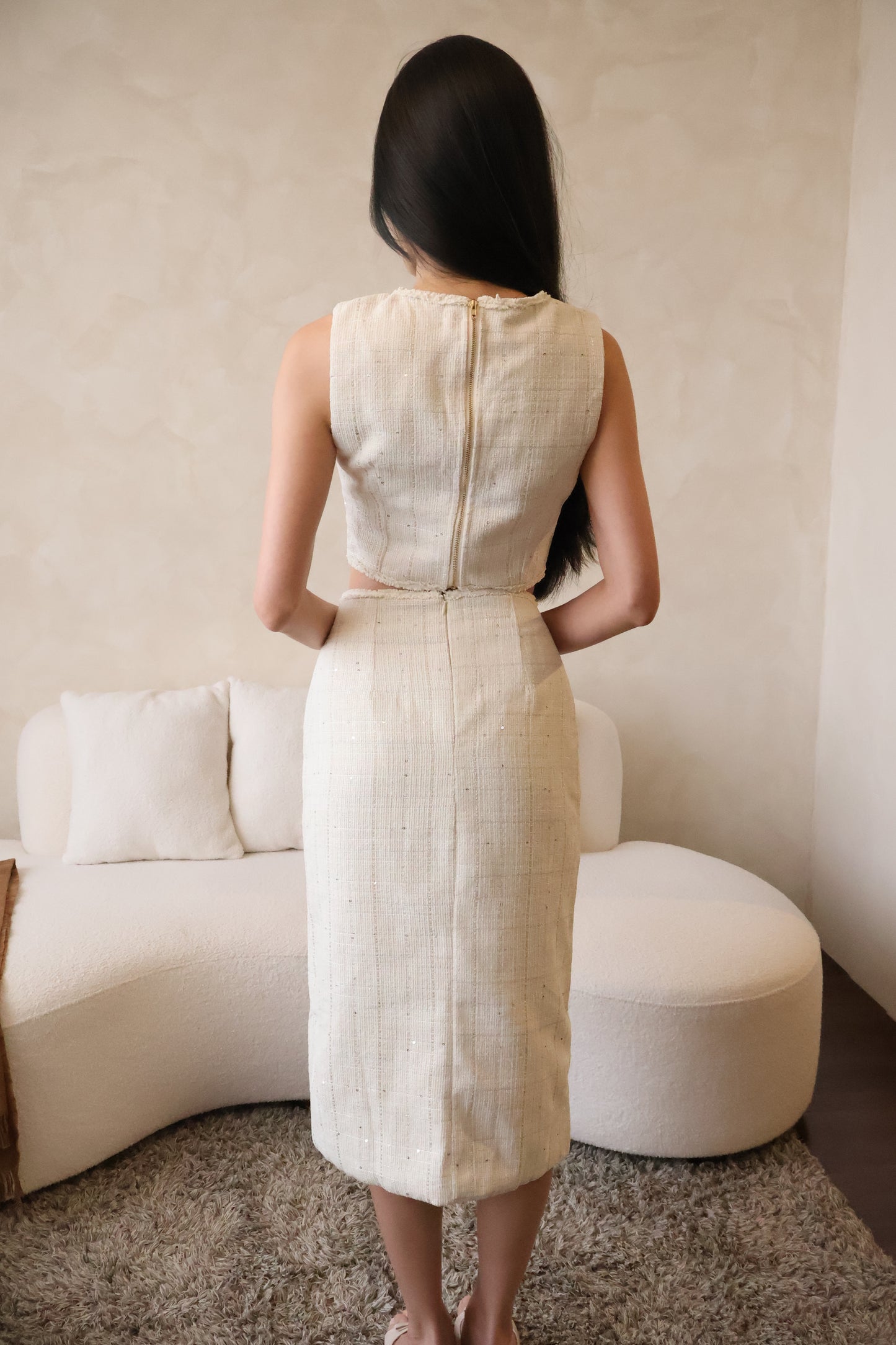 Valentine Tweed Co-Ords Set In White