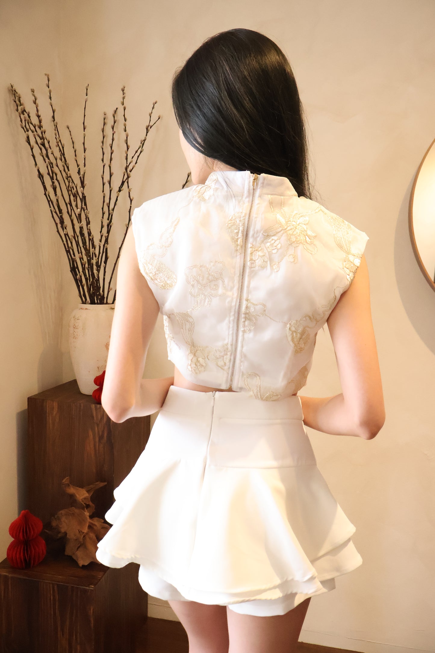 *CNY* *Premium* Xi Le Oriental Co-Ords Set In White