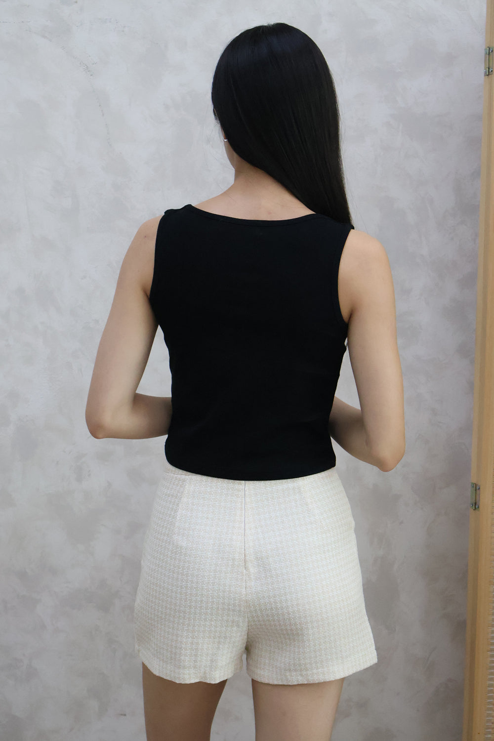 Katie Square Neck Basic Top in Black