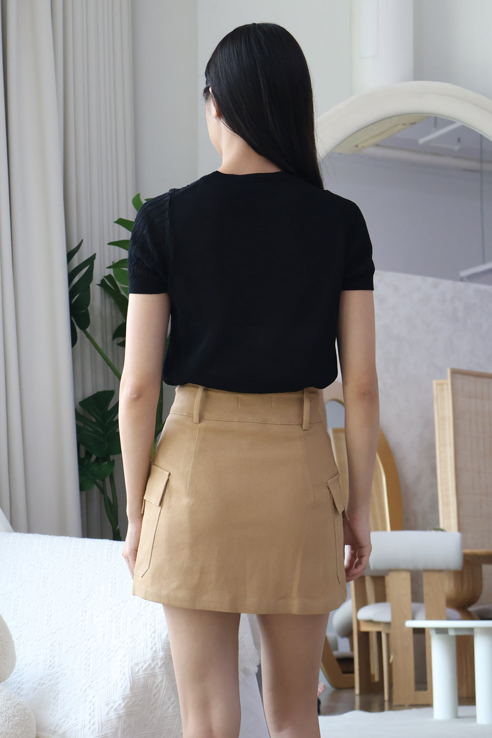 Gemma Ribbon Knit Top in Black