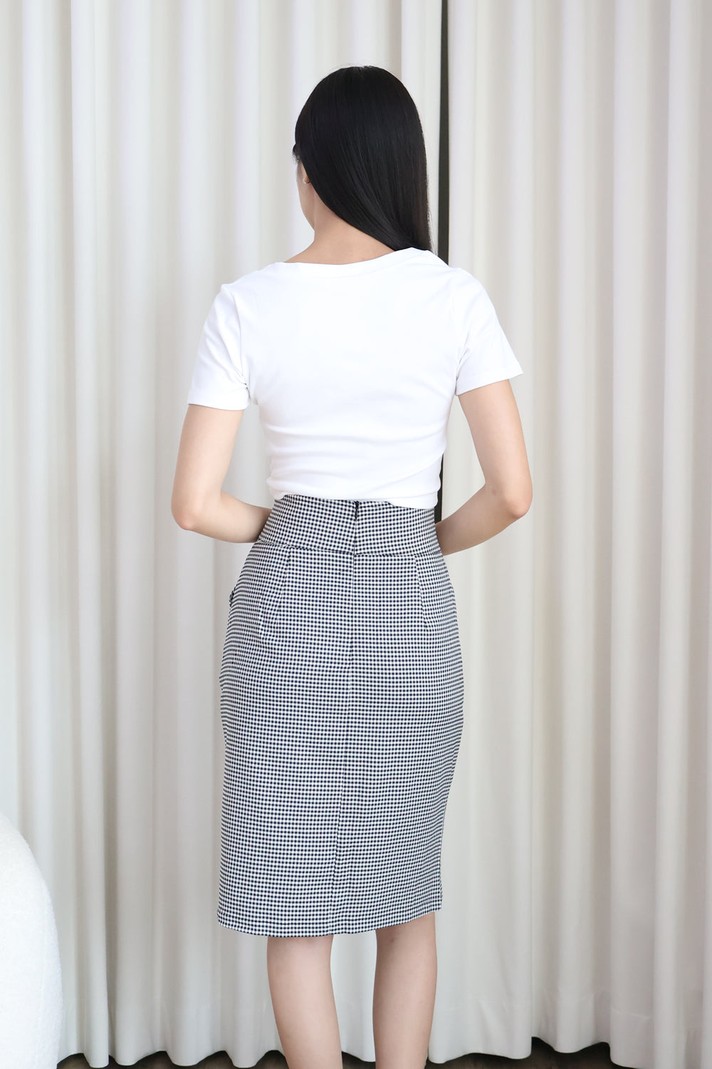 Sophia Ruched Work Skort in Checkered