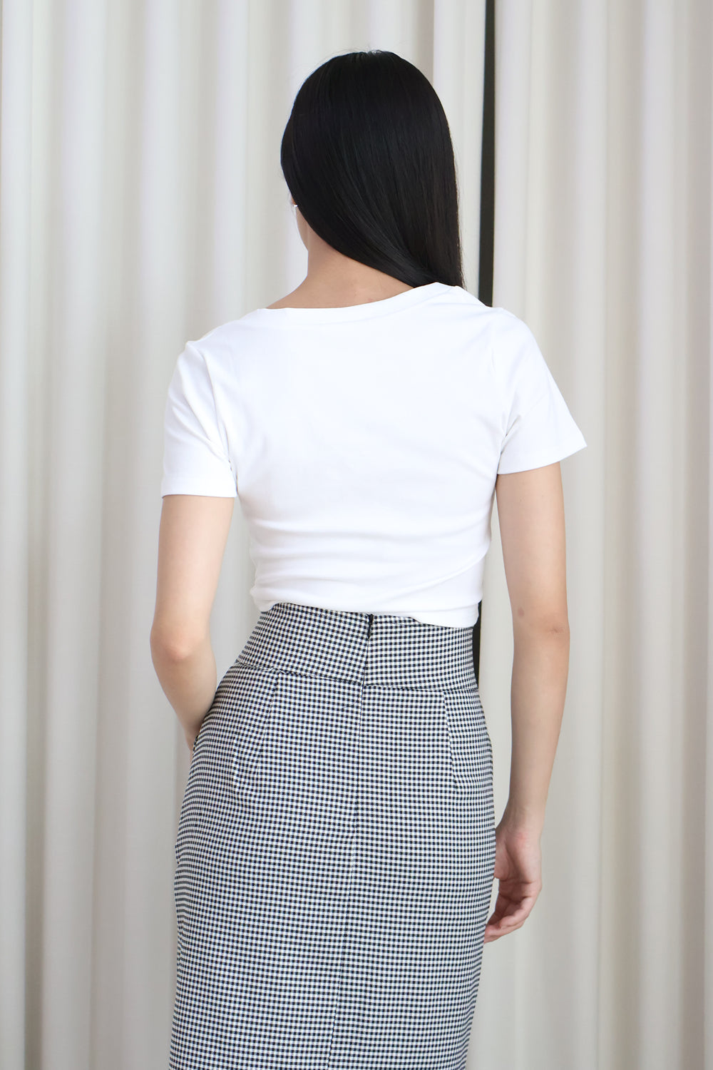 Elise Ruched Basic Top in White