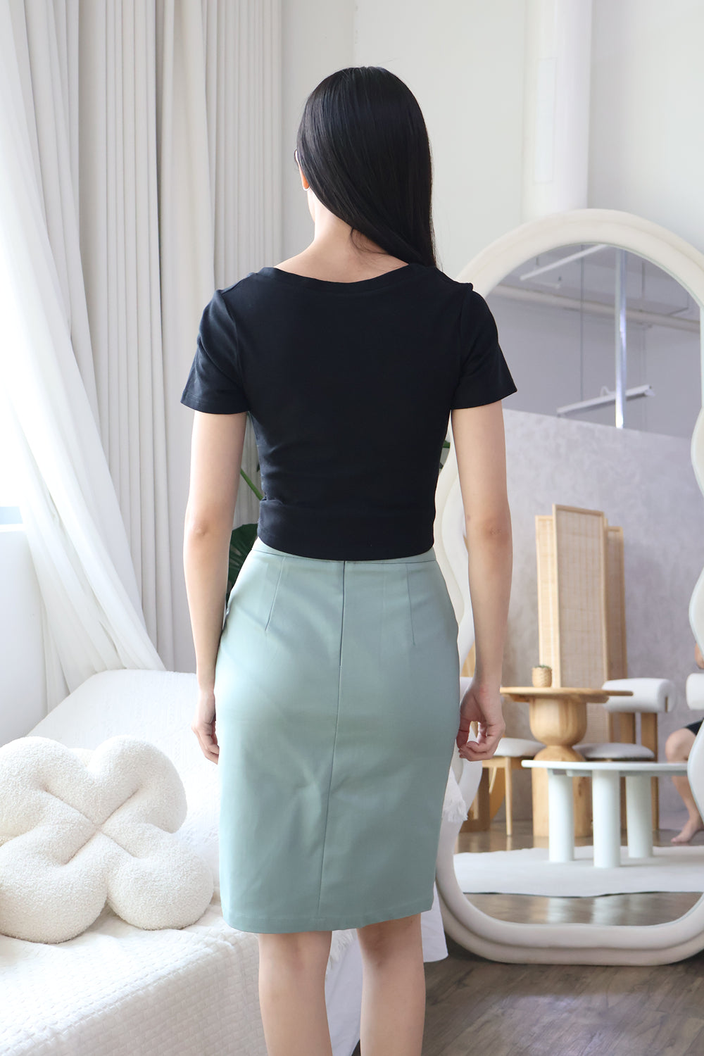 Sophia Ruched Work Skort in Emerald