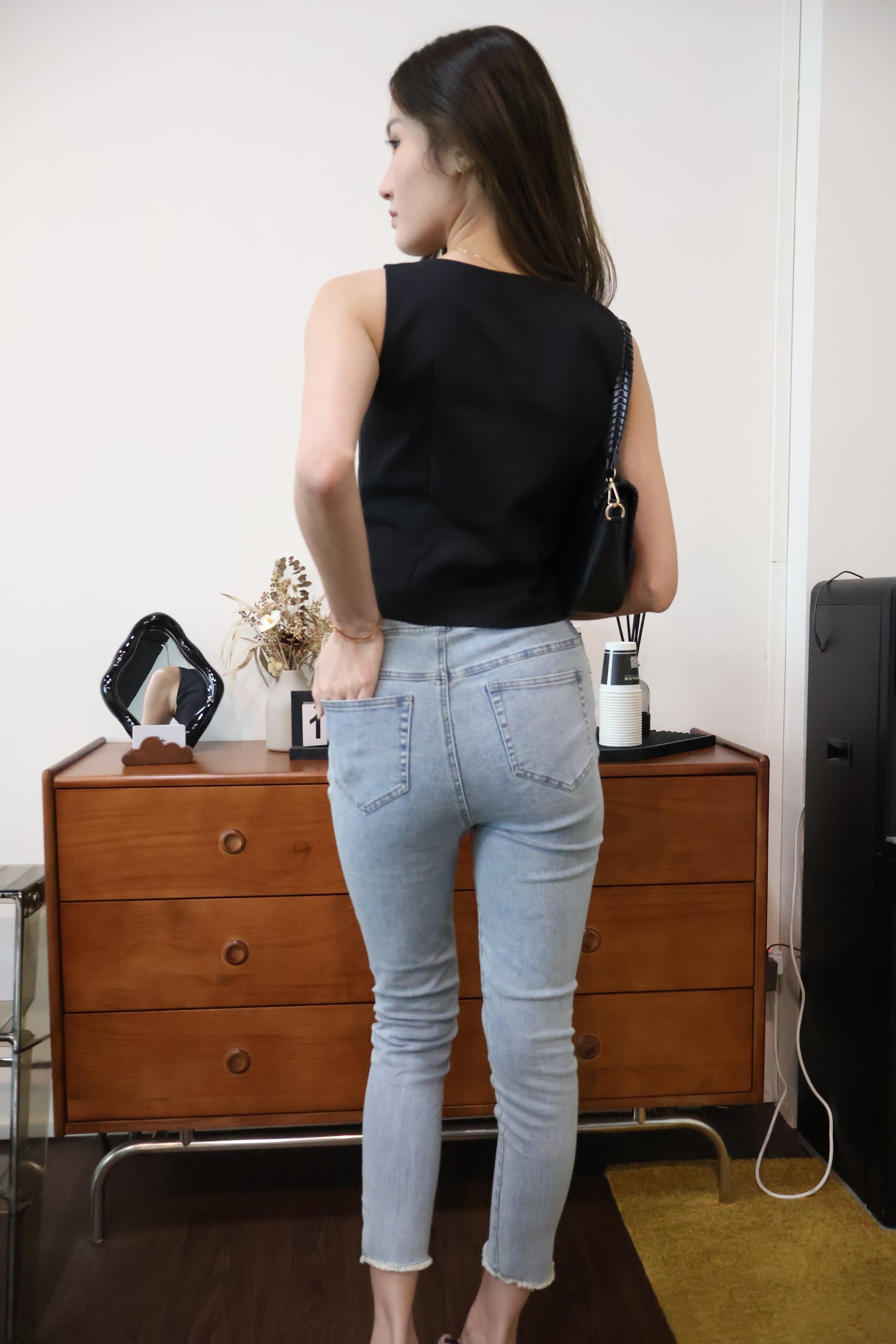 *Restocked* Maurice High Waisted Button Denim Jeans In Light Wash