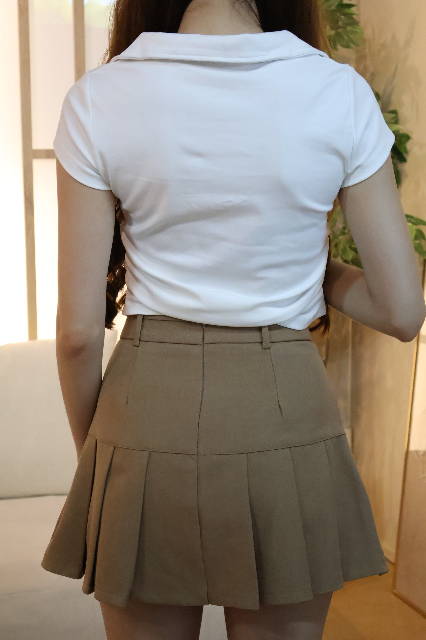 Kate Ribbon Stitched Ruched Top In White