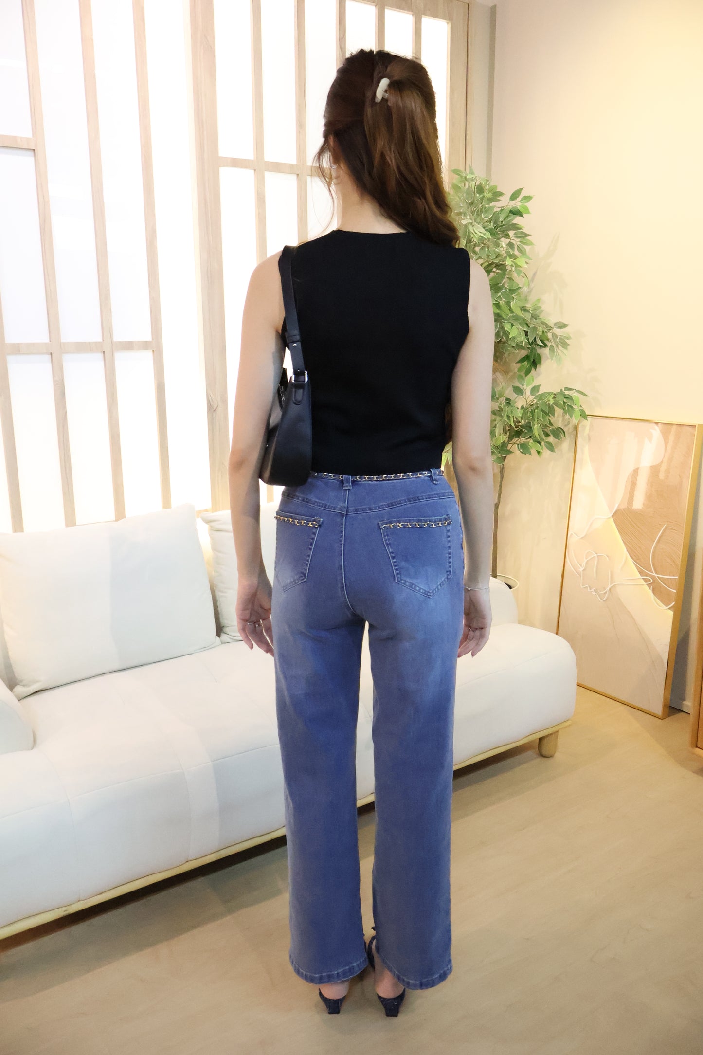 Sandrick Button Knit Vest Top In Black