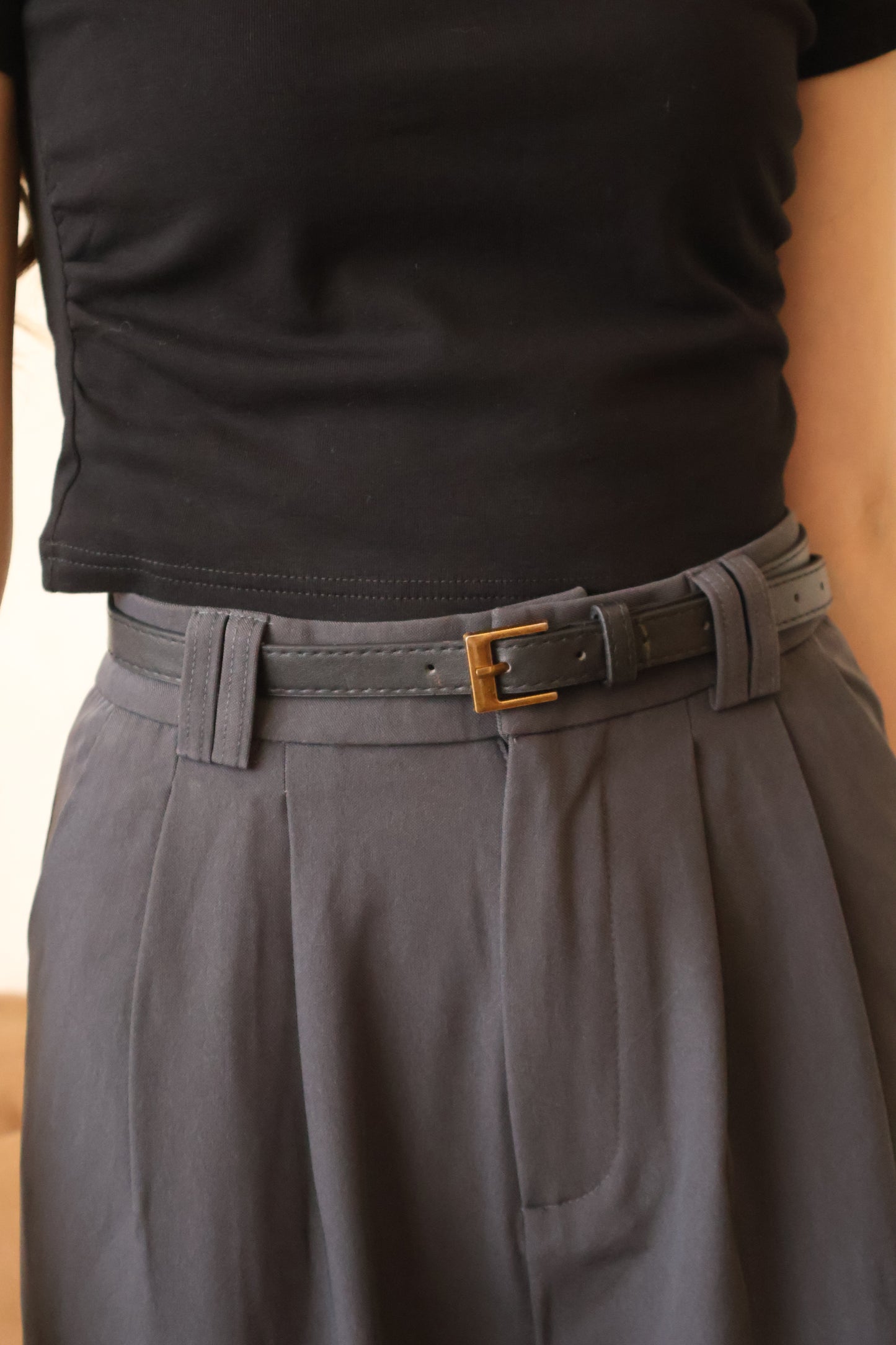 Remy Belted Work Pants In Slate Grey