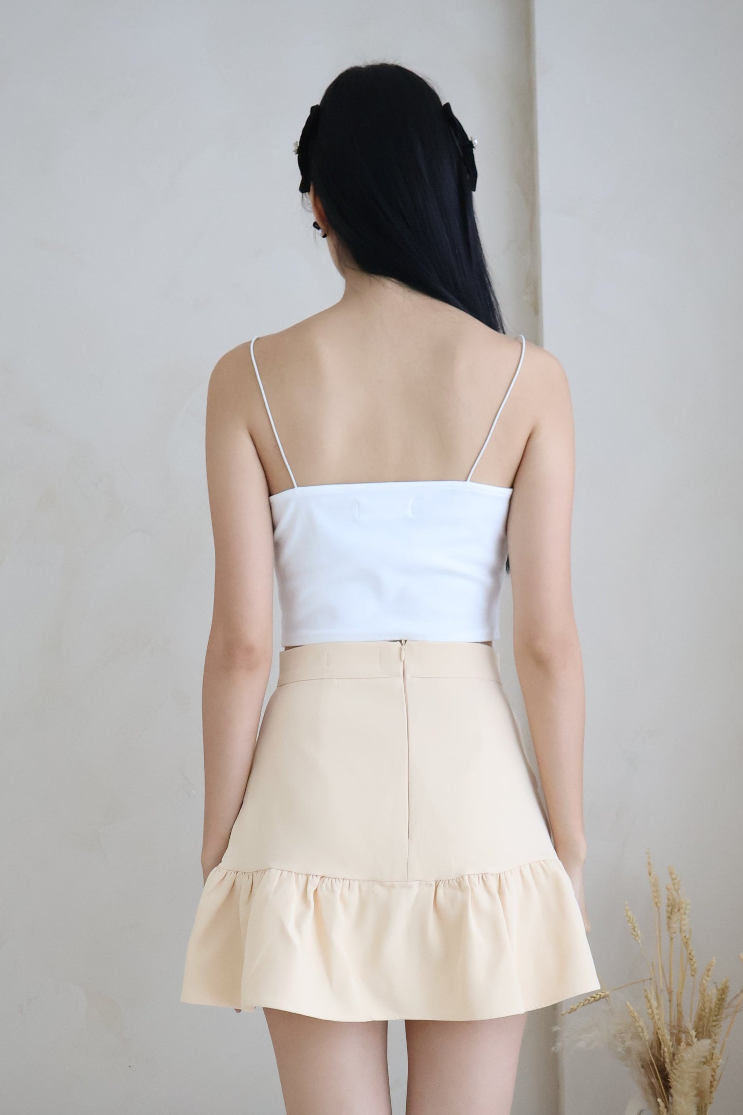 Rien Mesh Ribbon Camisole In White