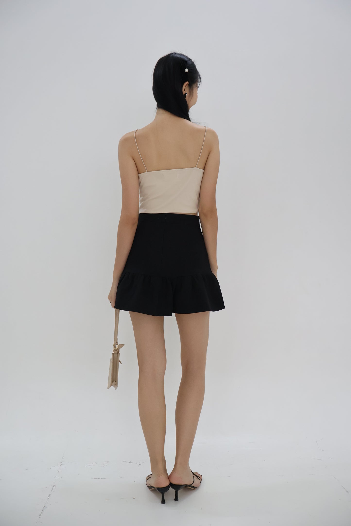 Rien Mesh Ribbon Camisole In Beige