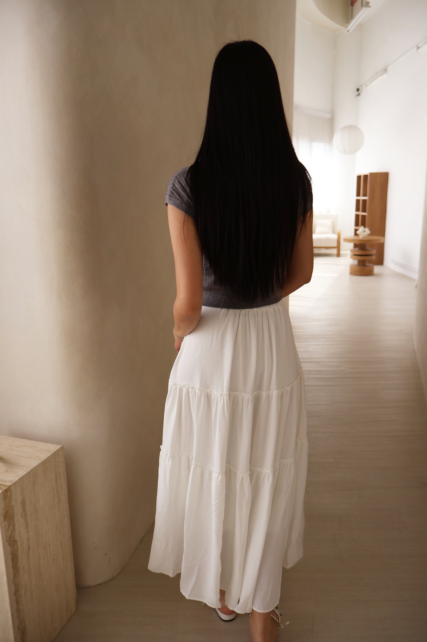 *Premium* Cherie Layered Maxi Pocket Skirt In White