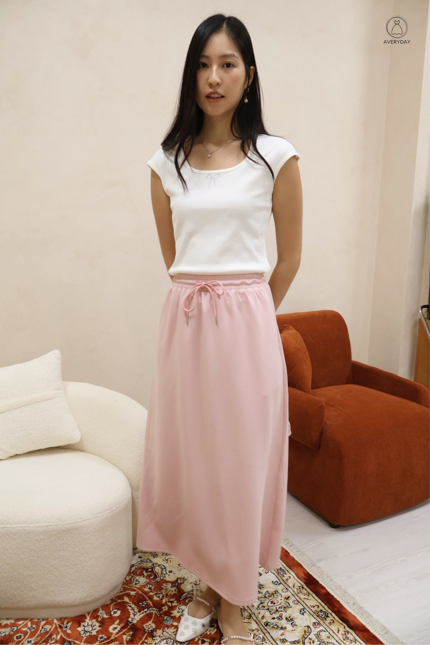 Yuri Pocket Weekender Midi Skirt In Pink