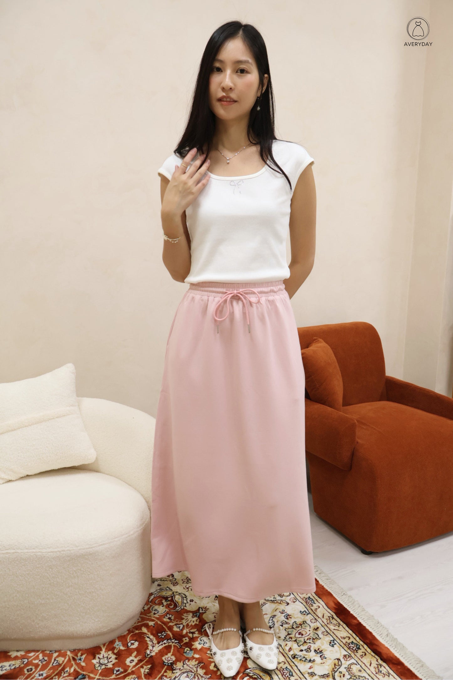 Mara Rhinestone Rib Ribbon Top in White