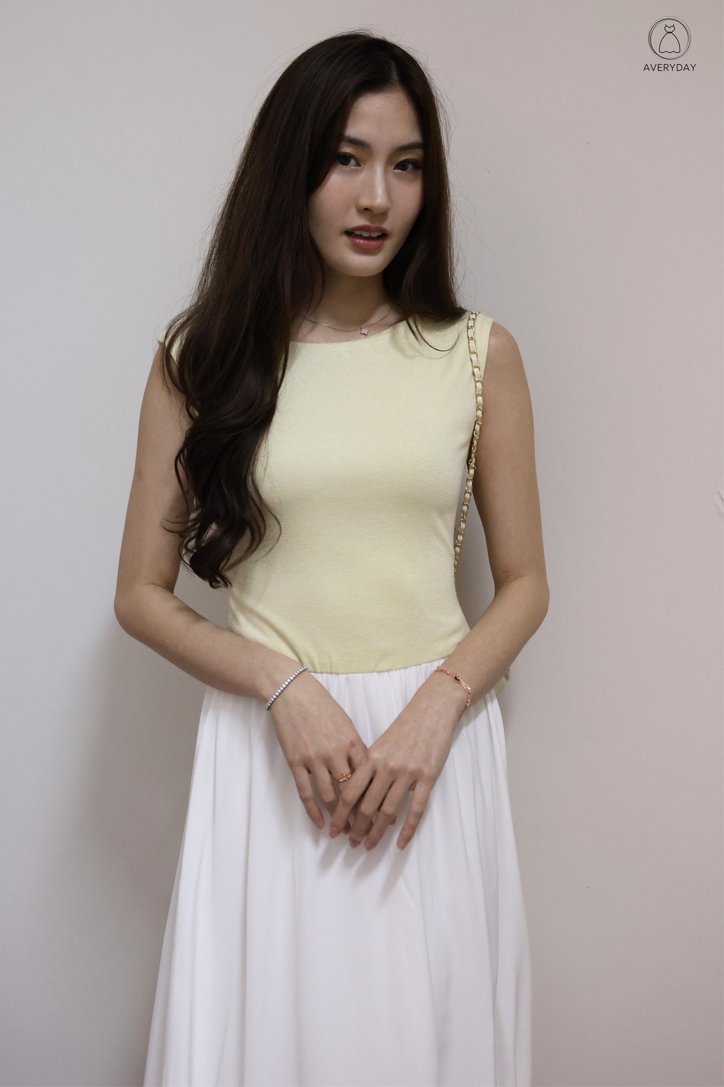 Linsey Glitter Soft Knit Bubble Hem Midi Dress In Butter Cream