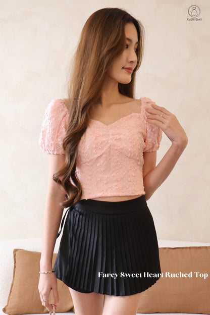 Farey Sweet Heart Ruched Top In Pink