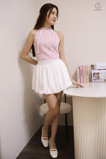 Juno Bubble Hem Pocket Skorts In White