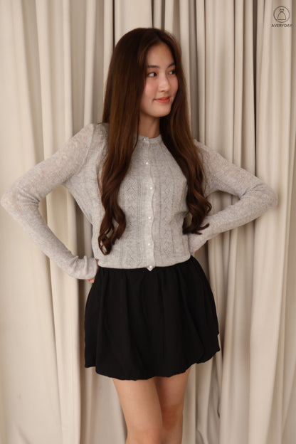 Jane Pearl Button Cardigan In Grey