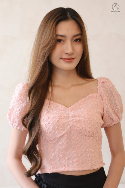 Farey Sweet Heart Ruched Top In Pink