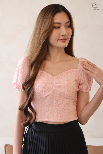 Farey Sweet Heart Ruched Top In Pink