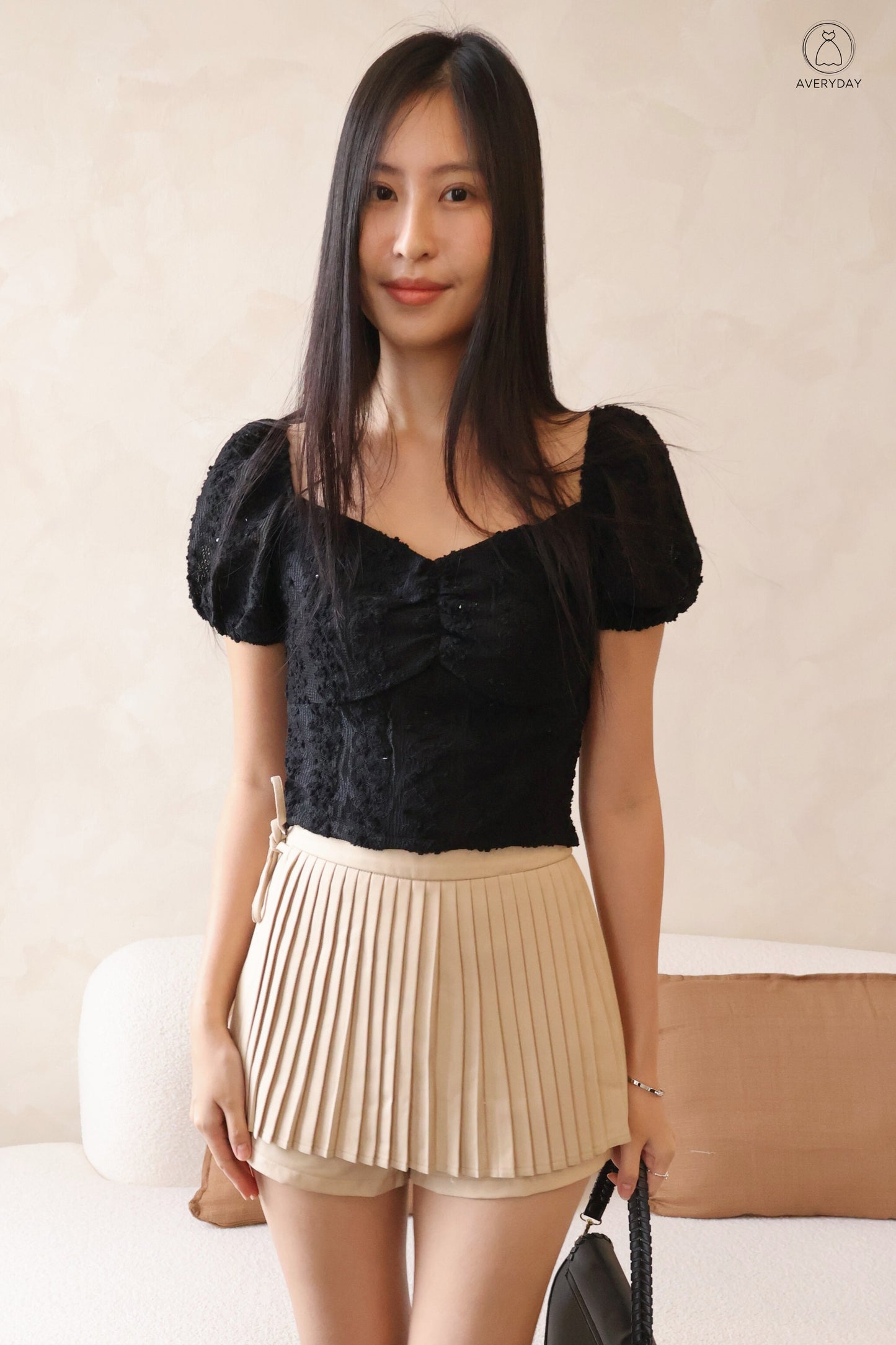 Mirah Pleated Apron Skorts In Sand