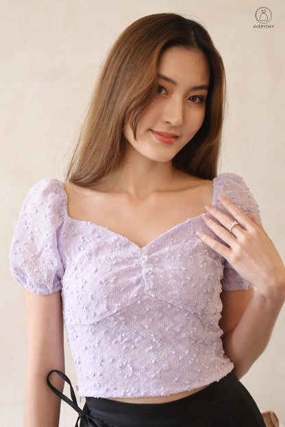 Farey Sweet Heart Ruched Top In Lilac