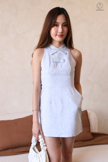 Candice Bejeweled Romper Dress In Blue