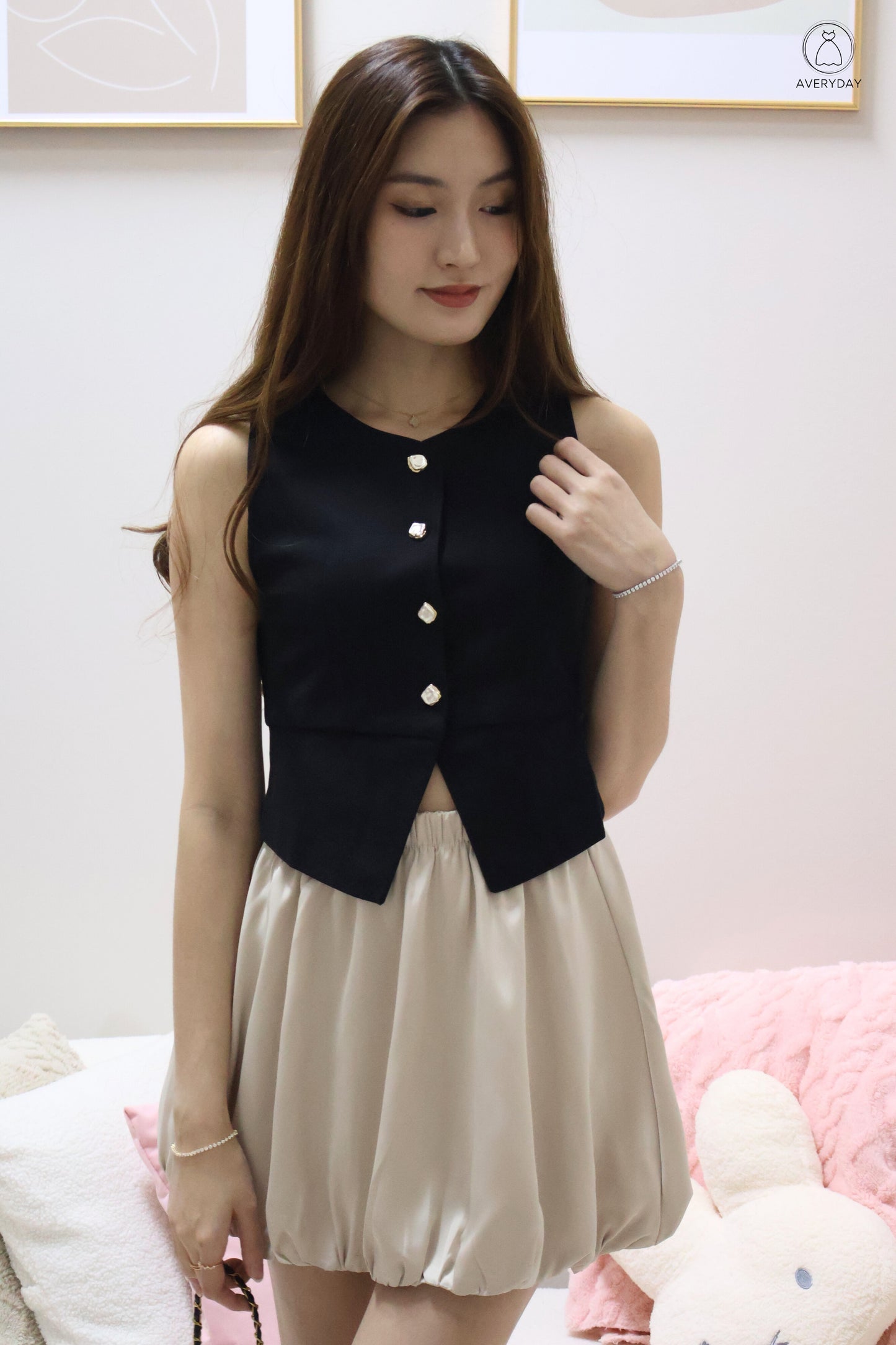Briena Timeless Vested Button Co-Ord Set In Black