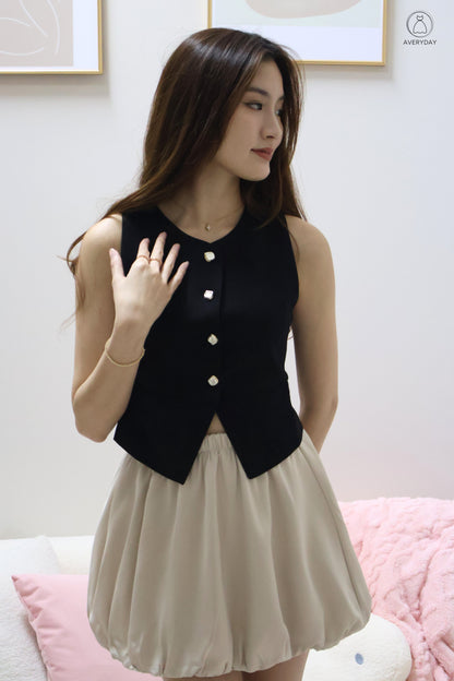 Briena Timeless Vested Button Co-Ord Set In Black