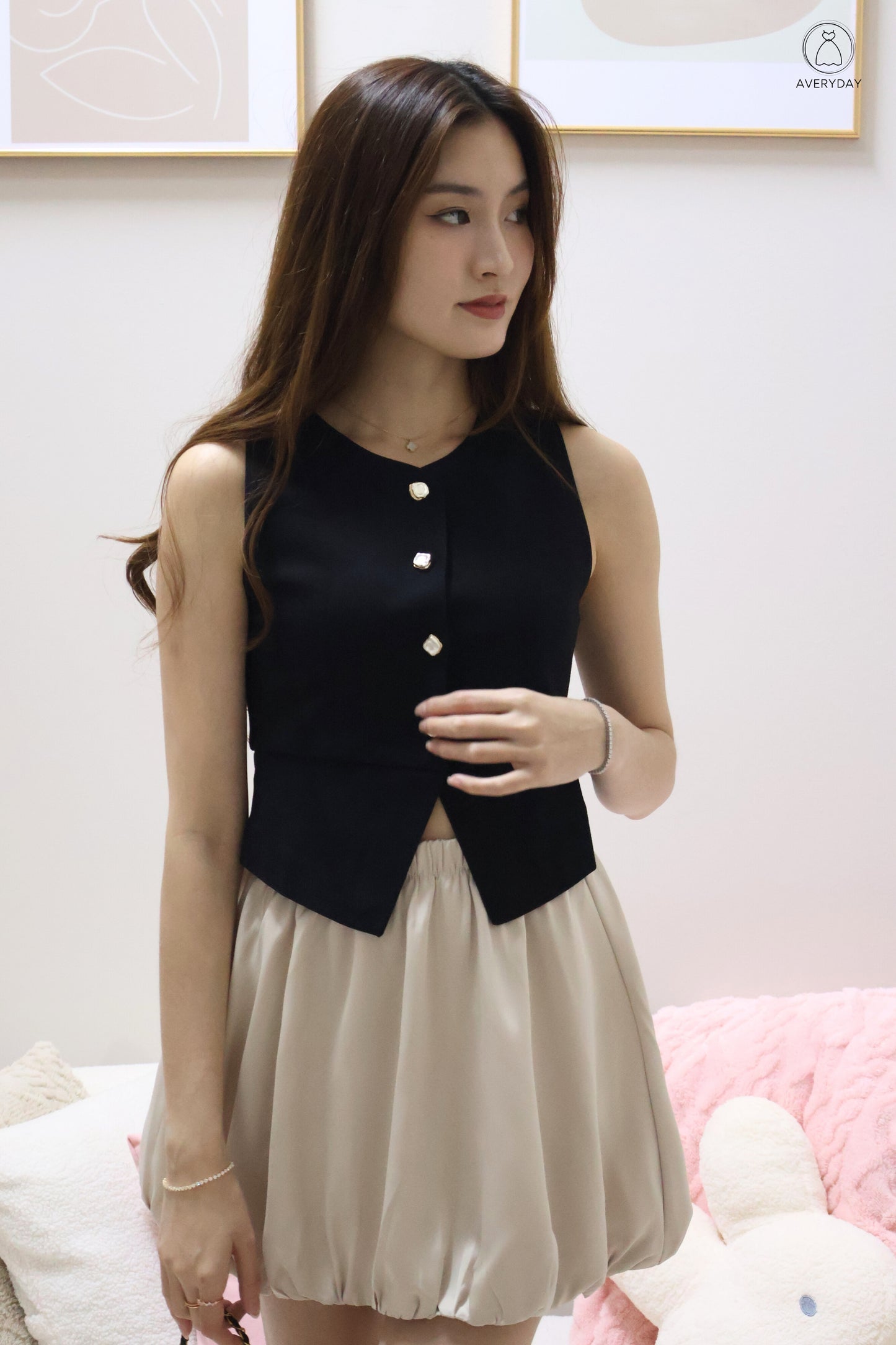 Briena Timeless Vested Button Co-Ord Set In Black