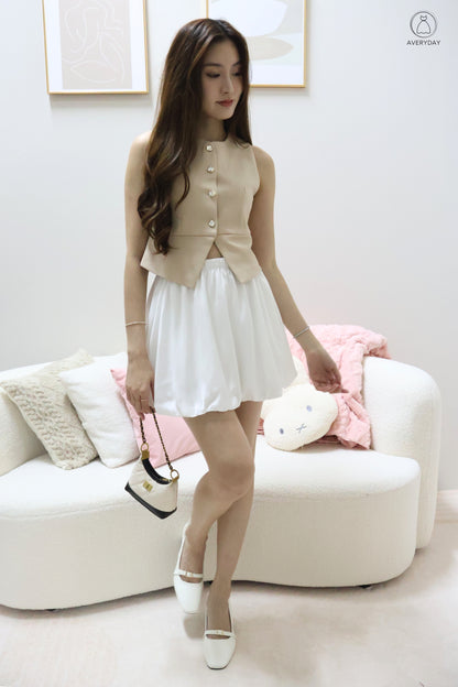 Briena Timeless Vested Button Co-Ord Set In Beige