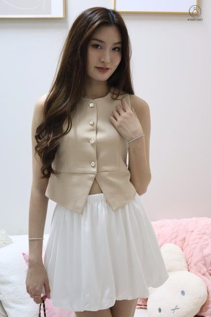 Briena Timeless Vested Button Co-Ord Set In Beige