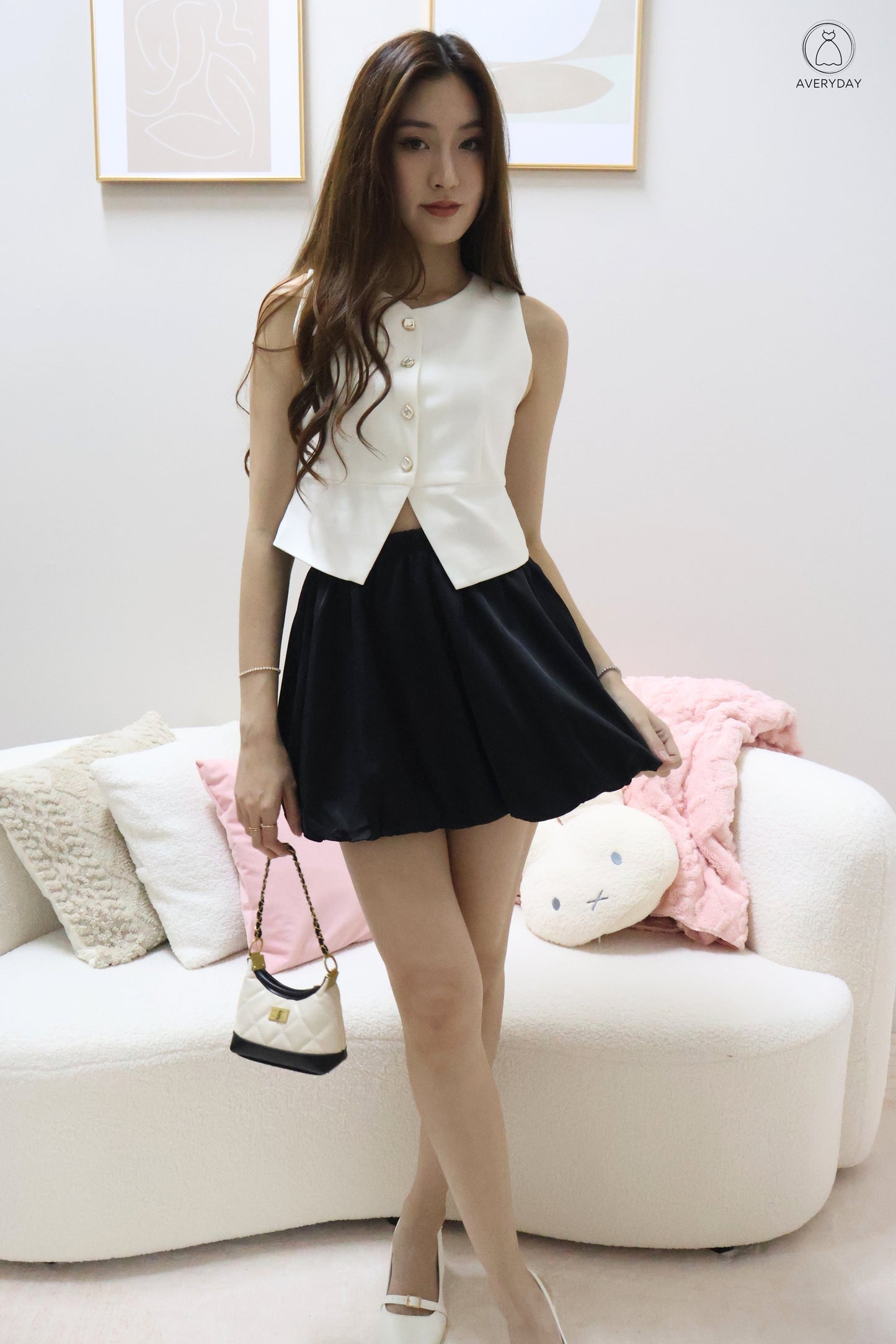 Briena Timeless Vested Button Co-Ord Set In White