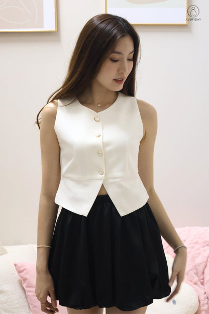 Briena Timeless Vested Button Co-Ord Set In White