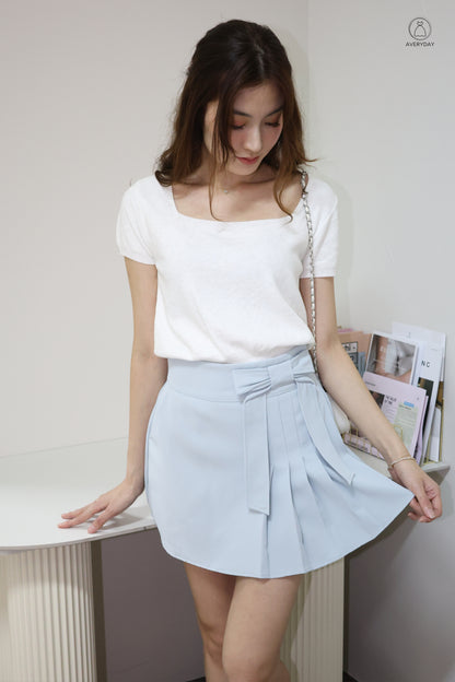 Kensy Glitter Soft Knit Square Neck Top In White
