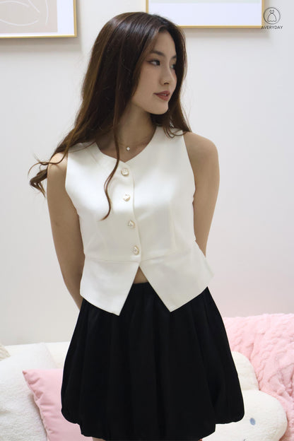 Briena Timeless Vested Button Co-Ord Set In White