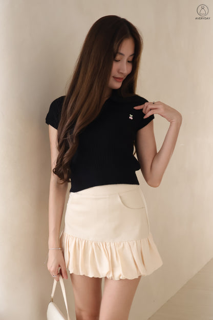 Lyla Bubble Hem Skorts In Cream