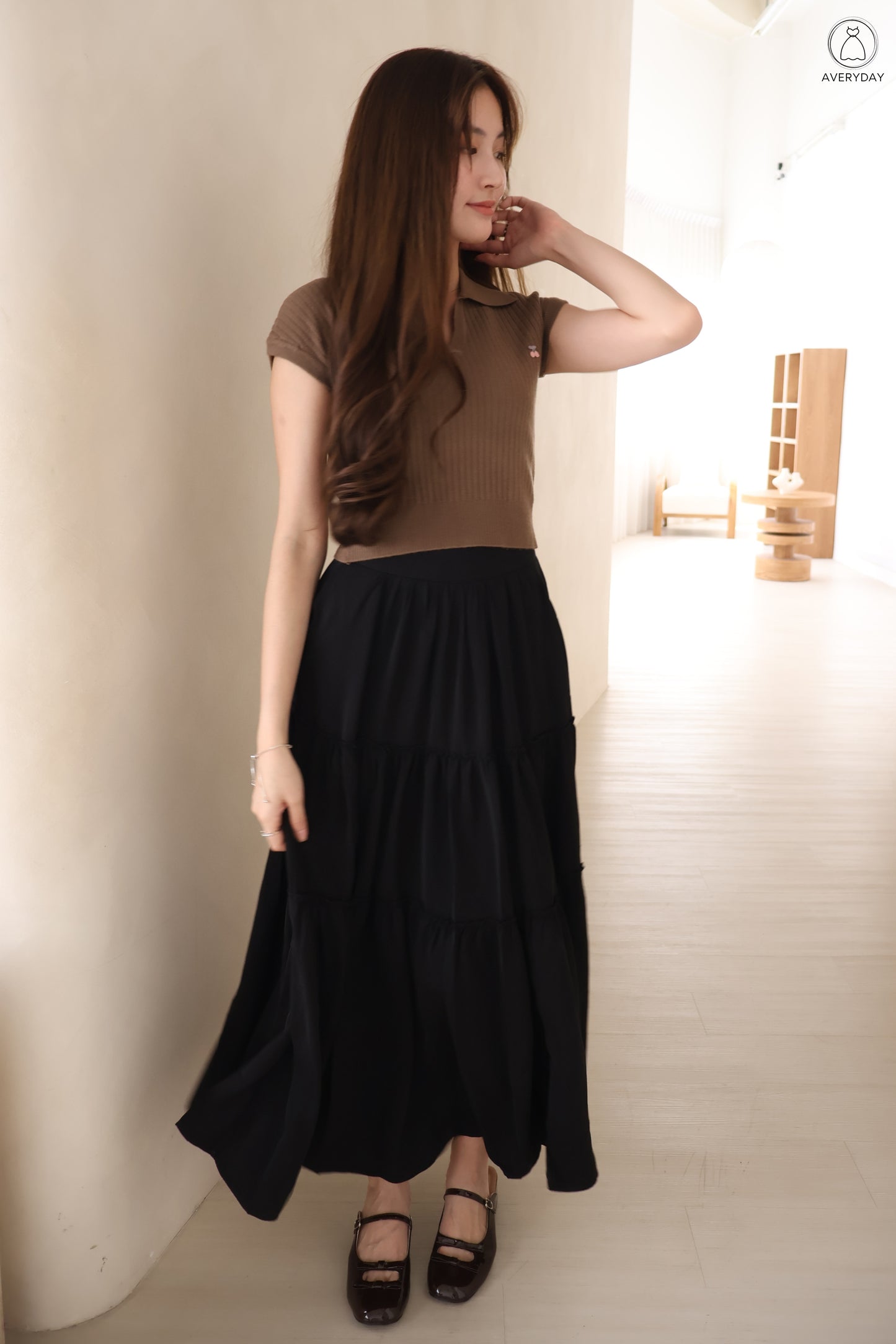 *Premium* Cherie Layered Maxi Pocket Skirt In Black