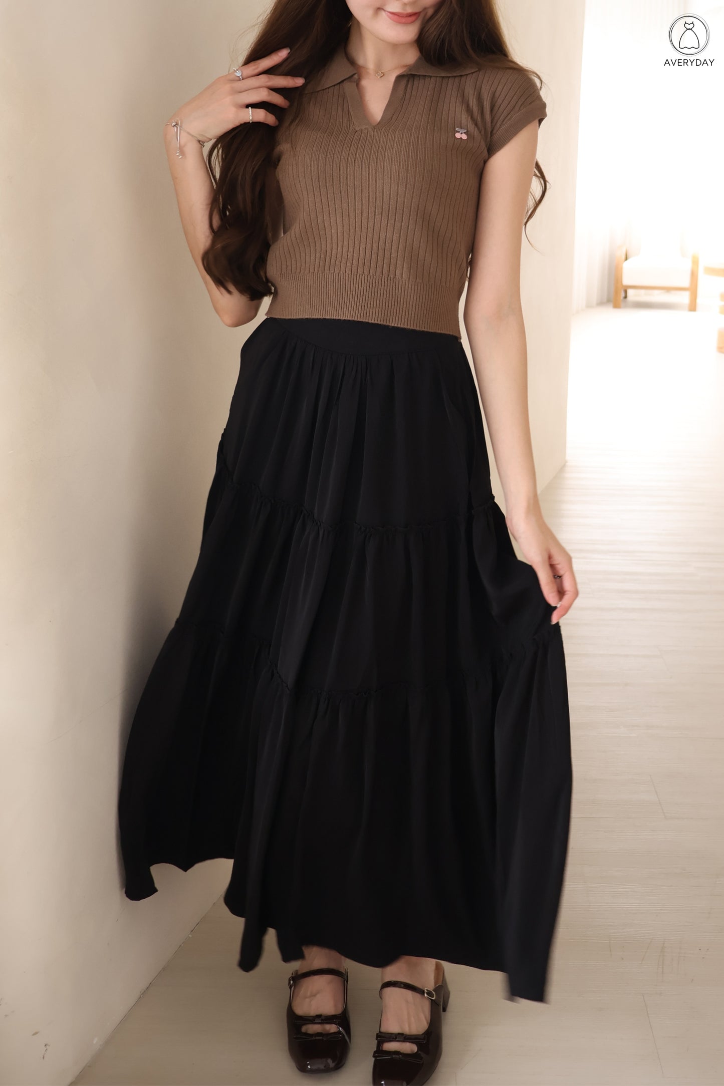 *Premium* Cherie Layered Maxi Pocket Skirt In Black
